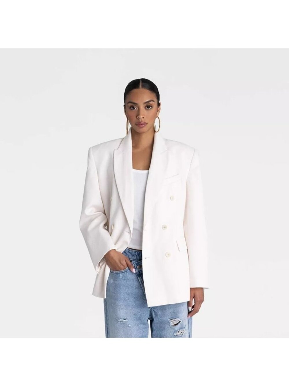 KBB by Kahlana The David Blazer Cream & Double Breasted Coat- Size Small 4/6
